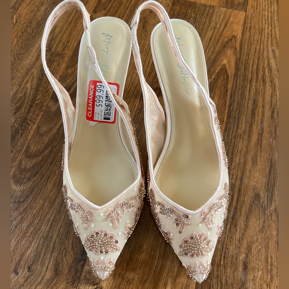 Betsey Johnson Shoes - Betsey Johnson Blush Beaded Slingback Pointed Toe Heels